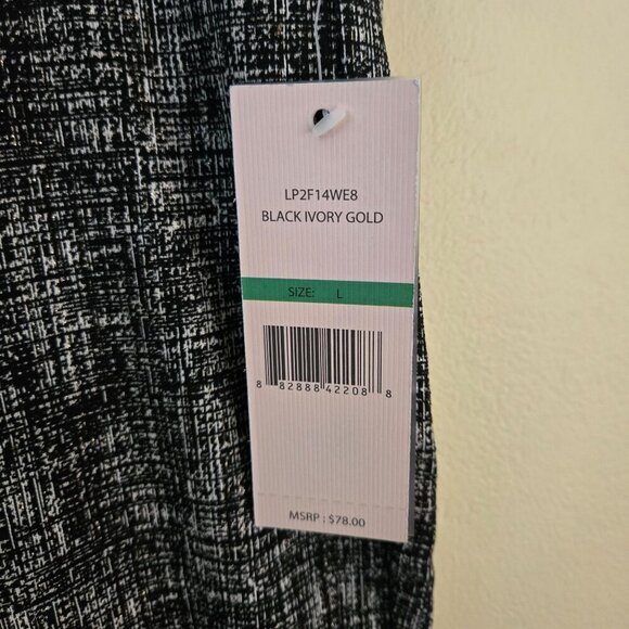 Nanette Lepore NWT Pull on Textured Slim Leg Pants Black Ivory Gold Size L - Picture 7 of 10